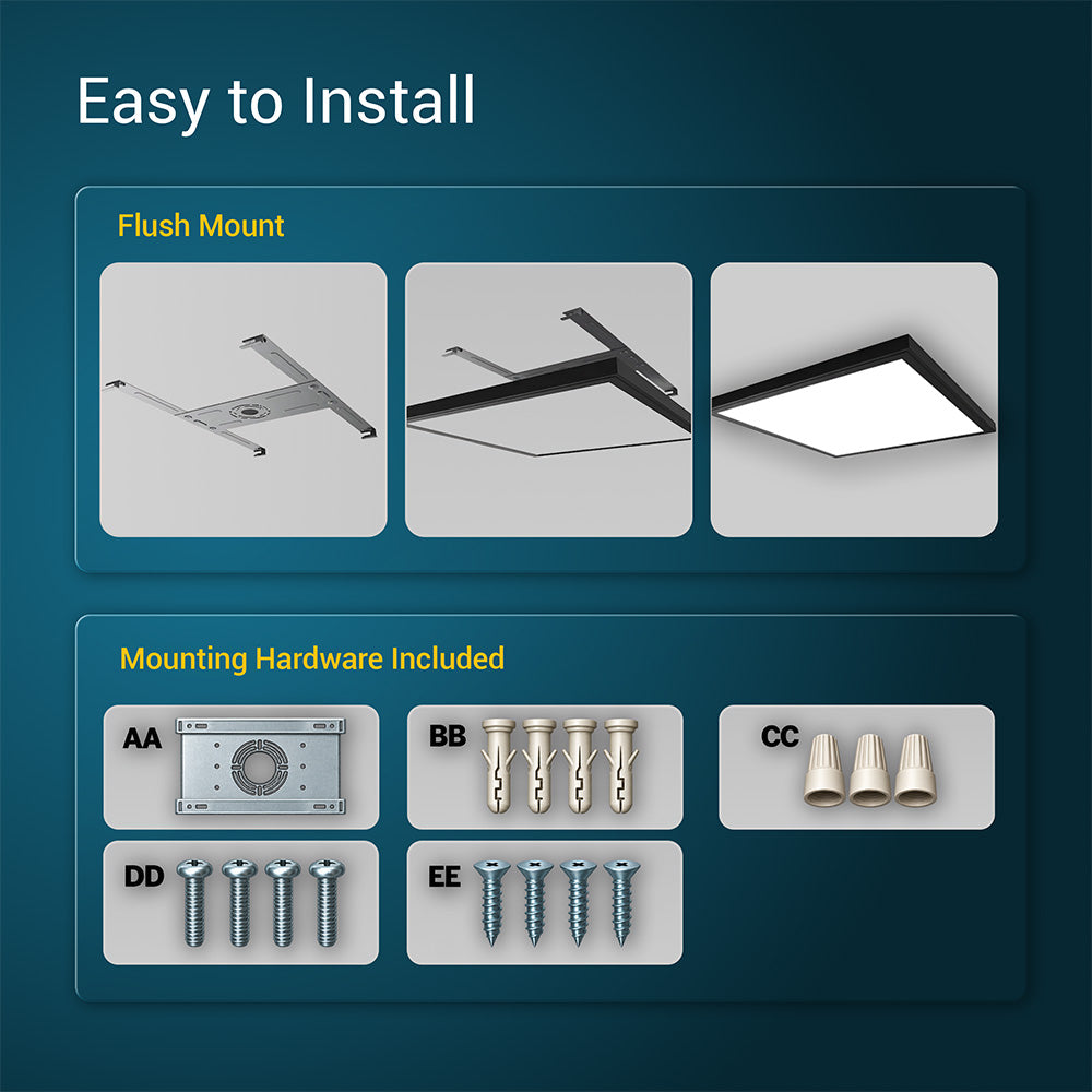 1 ft. x 2 ft. 2550 Lumen LED Flat Panel Light, Bronze/Black/White, 2-Pack