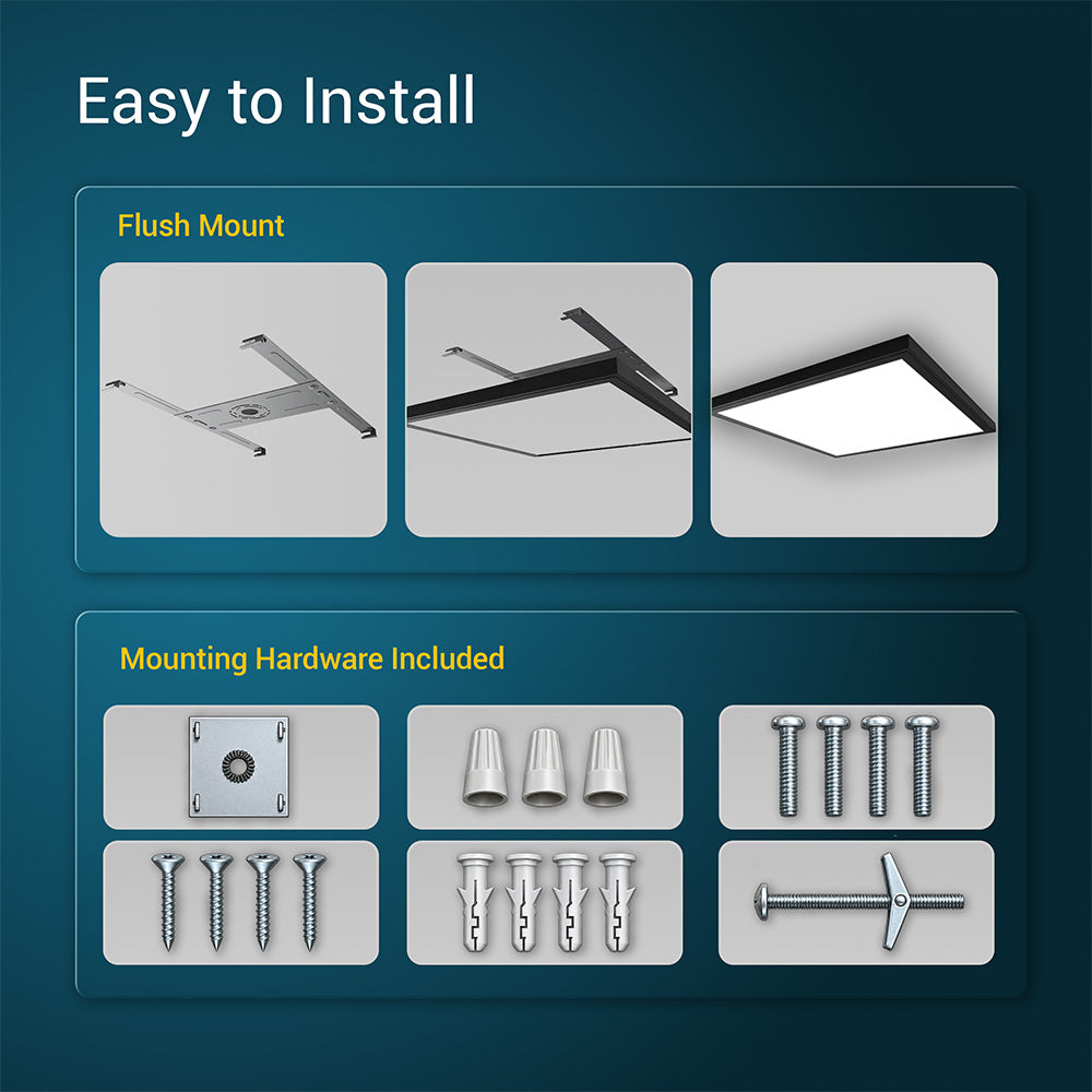 1 ft. x 4 ft. 4500 Lumen 3 Level Dimmable Brightness LED Flat Panel Light 5CCT, Black/White, 4-Pack
