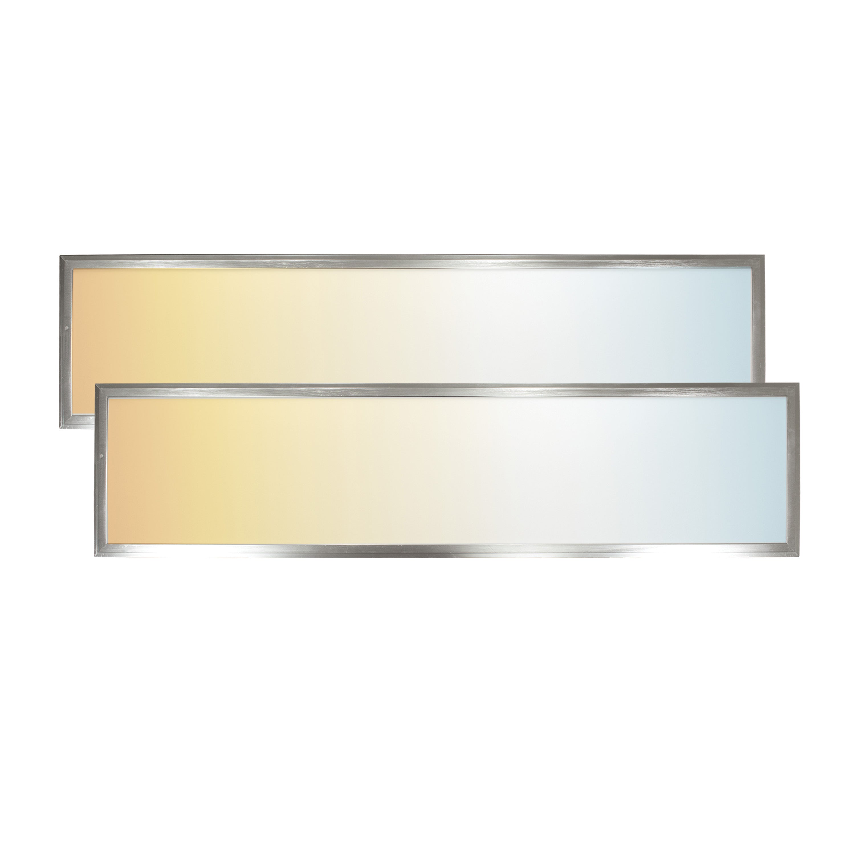 1 ft. x 4 ft. Backlit Flat Panel 4300 Lumen LED Light 5CCT, Brushed Nickel, 2-Pack