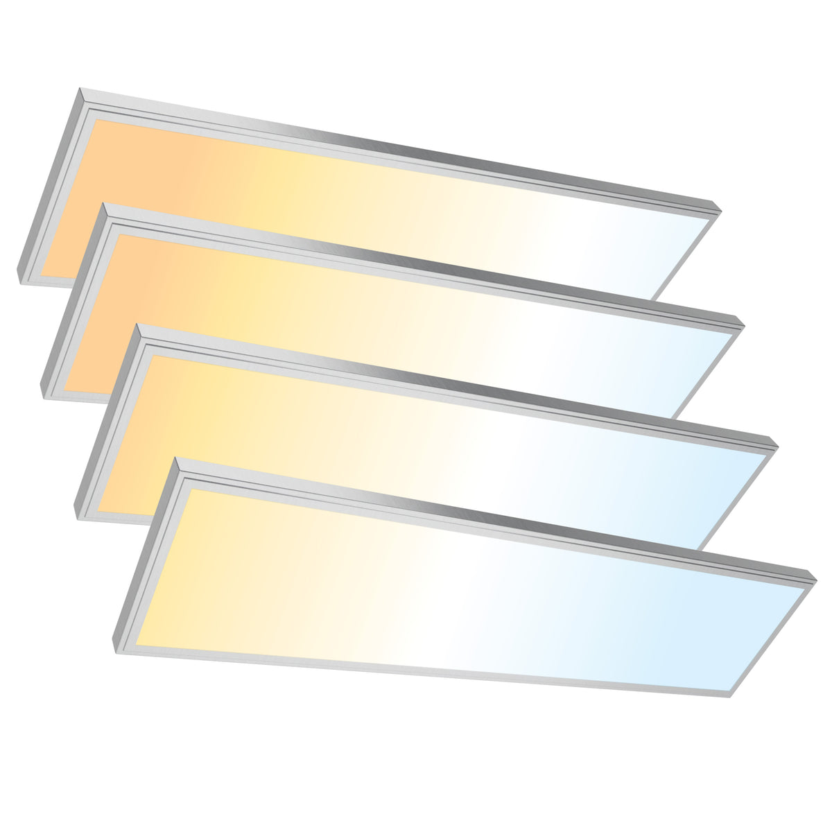 1 ft. x 4 ft. Backlit Flat Panel 4300 Lumen LED Light 5CCT, Brushed Nickel, 2-Pack