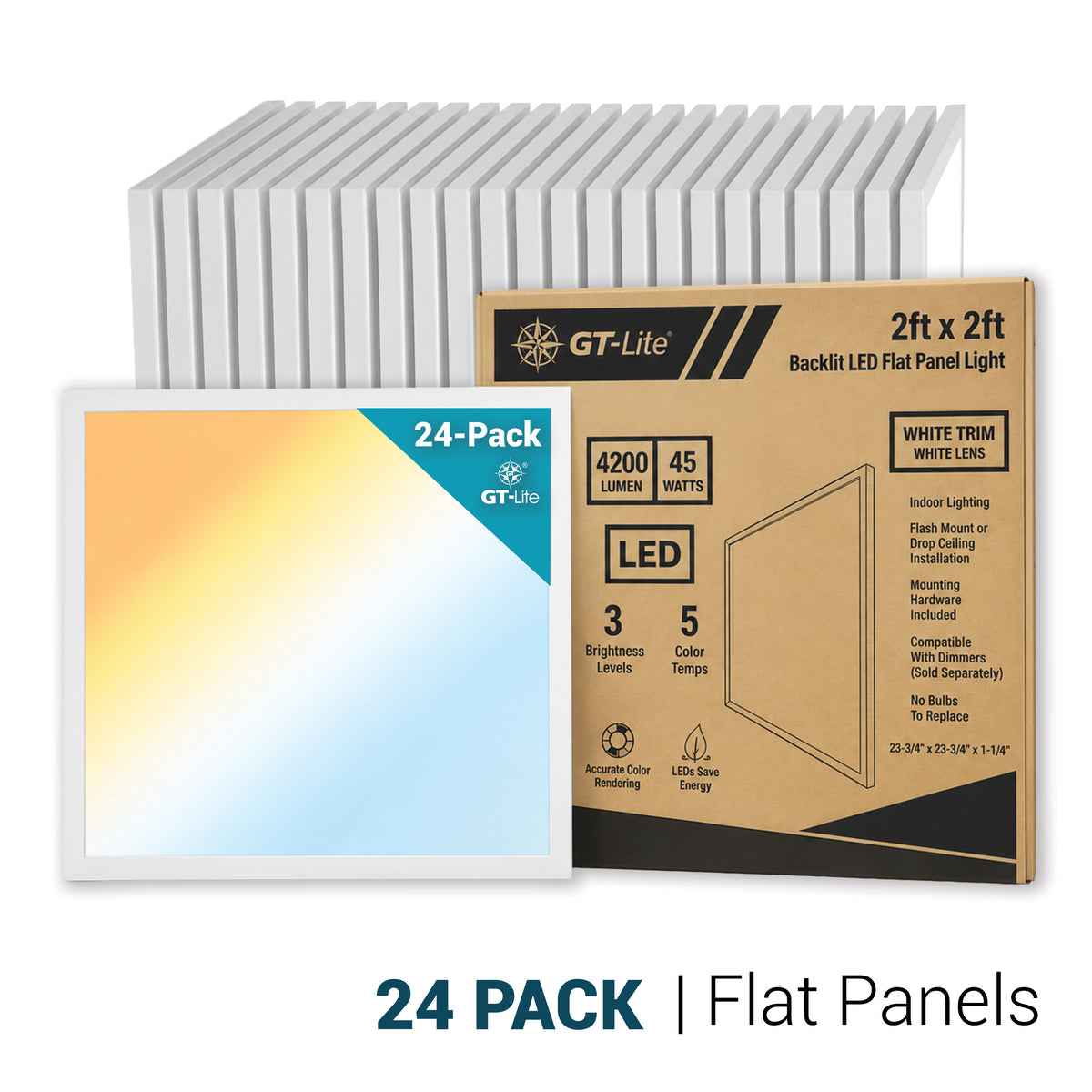 2 ft. x 2 ft. 4200 Lumen LED Flat Panel Ceiling Flush Mount Light, Black/White, 2-Pack