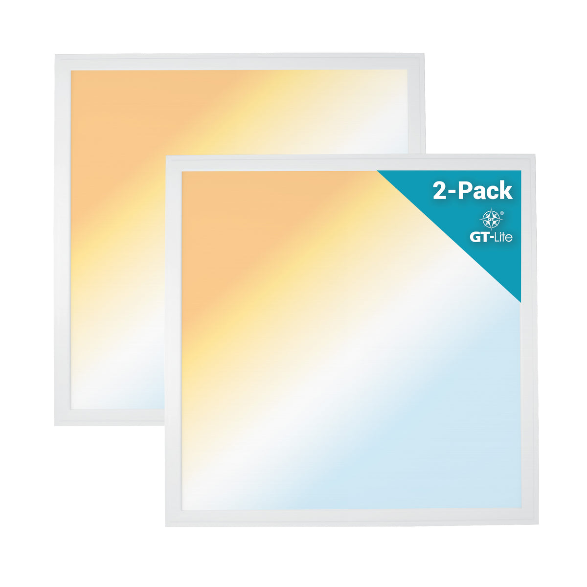 2 ft. x 2 ft. 4200 Lumen LED Flat Panel Ceiling Flush Mount Light, Black/White, 2-Pack