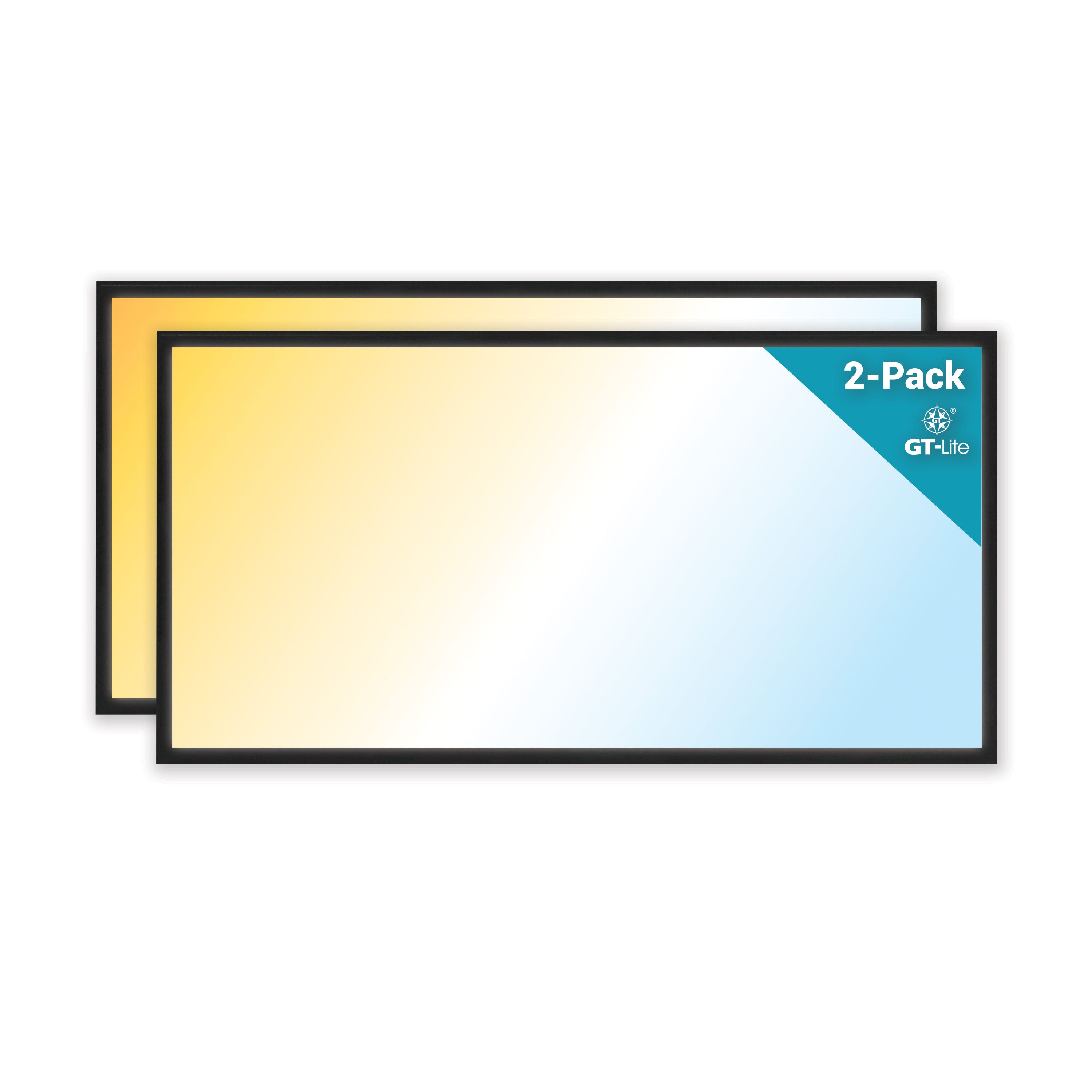 2 ft. x 4 ft. Black 5500 Lumen 3 Power Level LED Flat Panel Light 5CCT, Black/White, 2-Pack