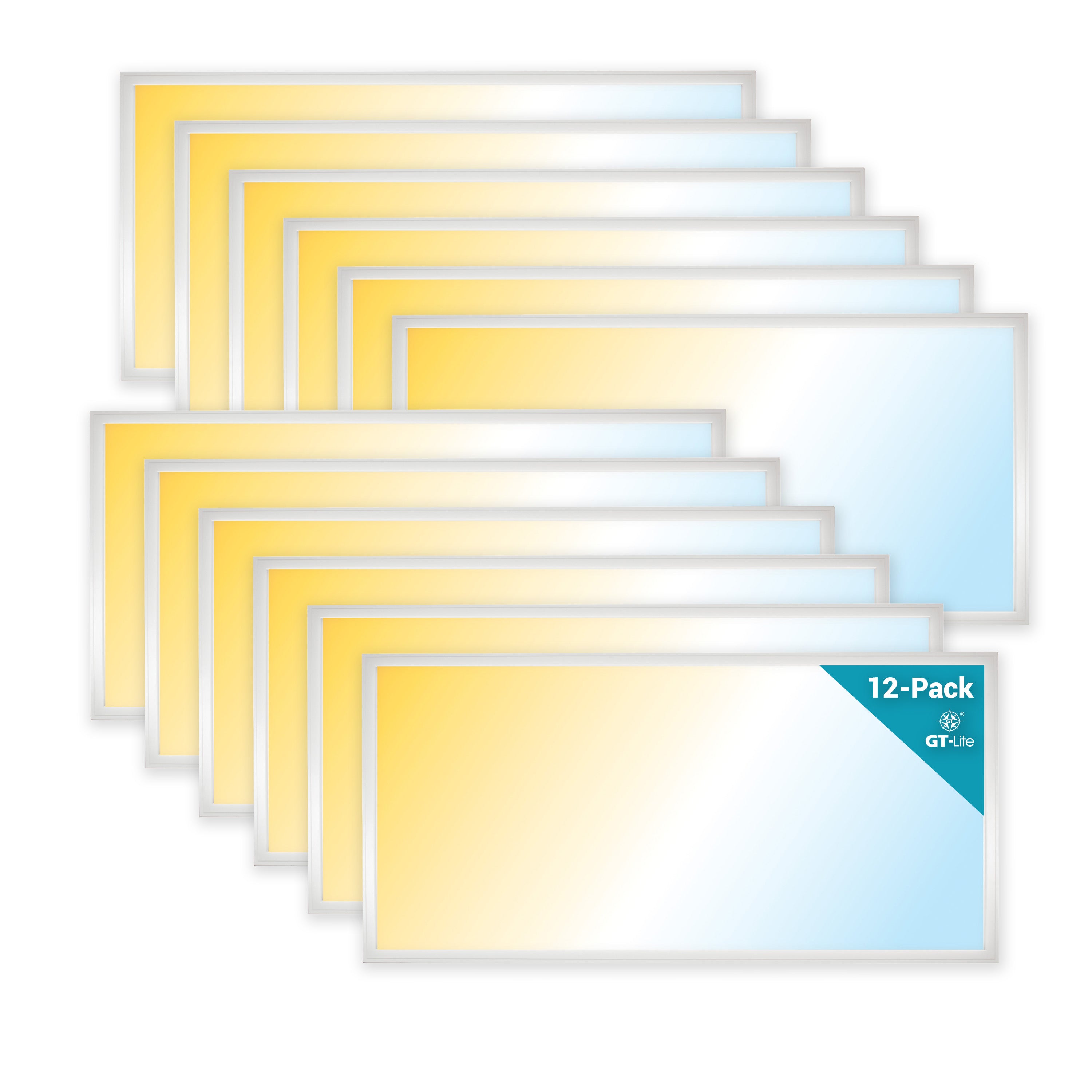 2 ft. x 4 ft. Black 5500 Lumen 3 Power Level LED Flat Panel Light 5CCT, Black/White, 2-Pack