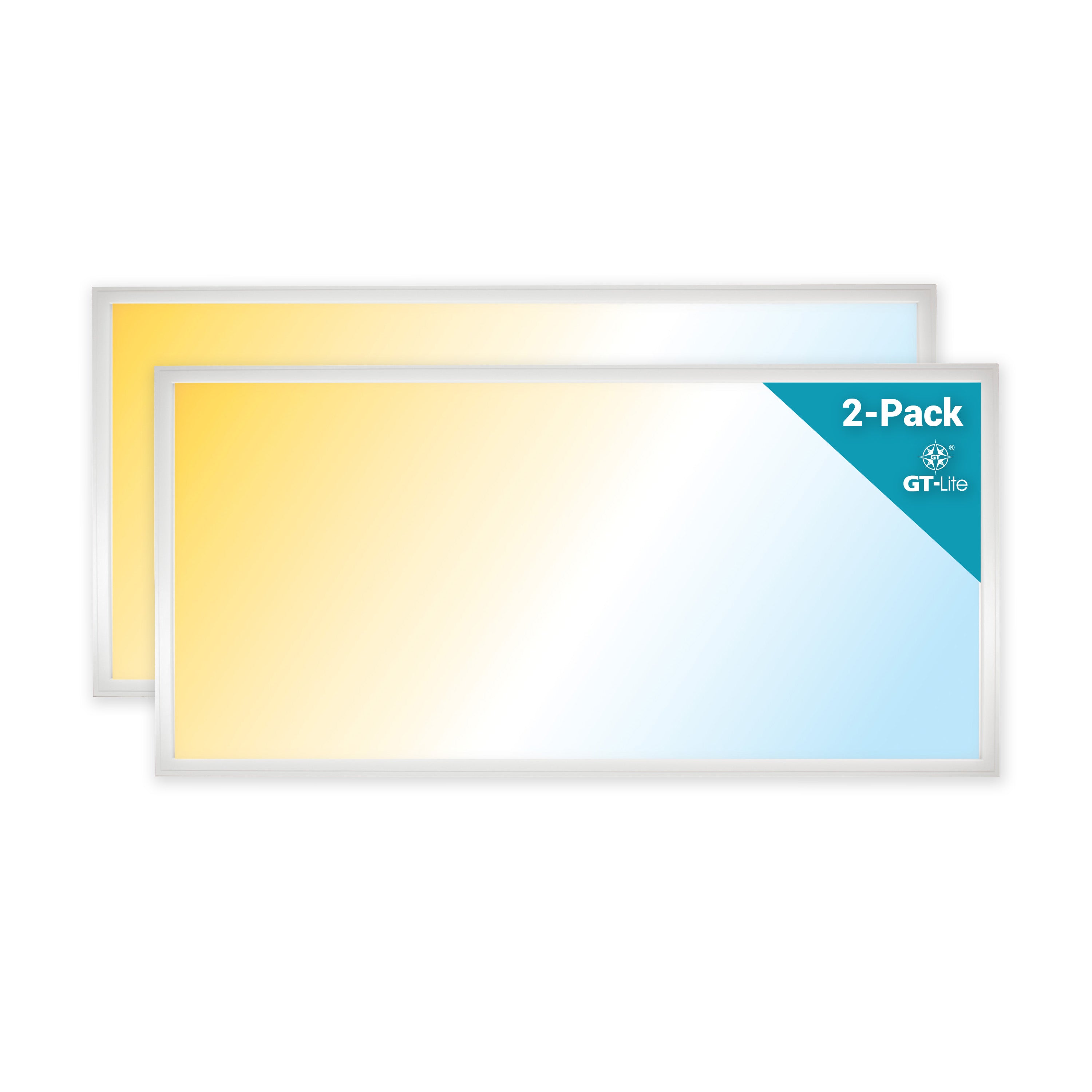 2 ft. x 4 ft. Black 5500 Lumen 3 Power Level LED Flat Panel Light 5CCT, Black/White, 2-Pack