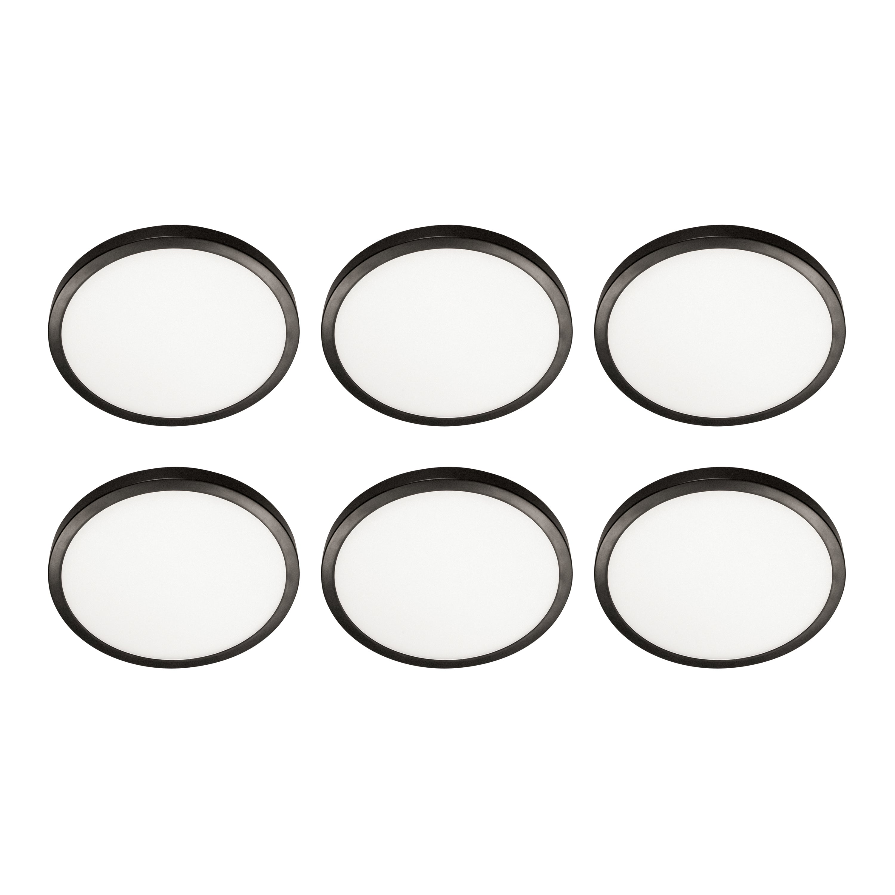 11-inch Round Flat Panel 1700 Lumen LED Light 5CCT White/Black/Nickel, 6-Pack