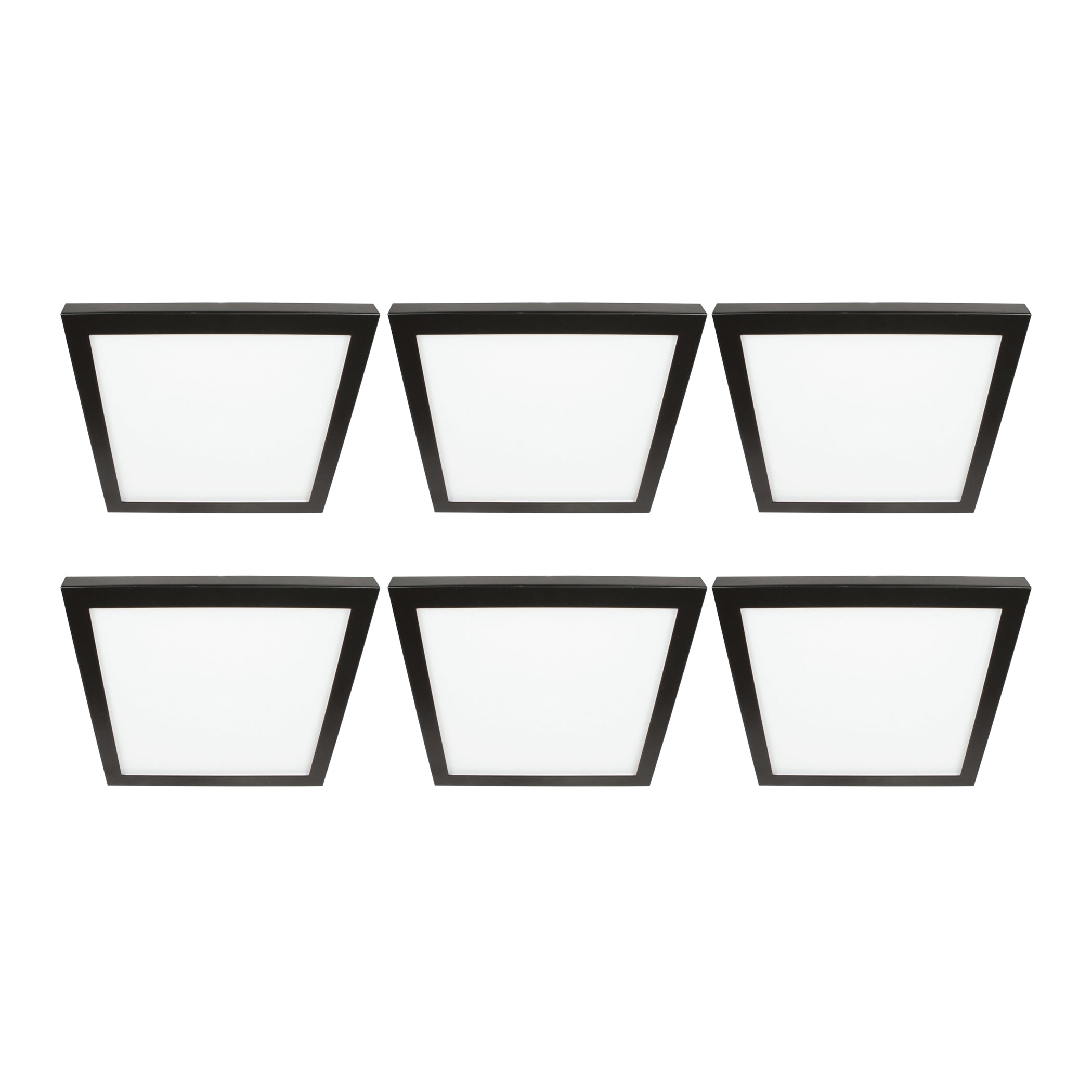 7.5" x 7.5" Square Flat Panel 1000 Lumen LED Light 5CCT White, Black and Nickel Trim Set, 6-Pack