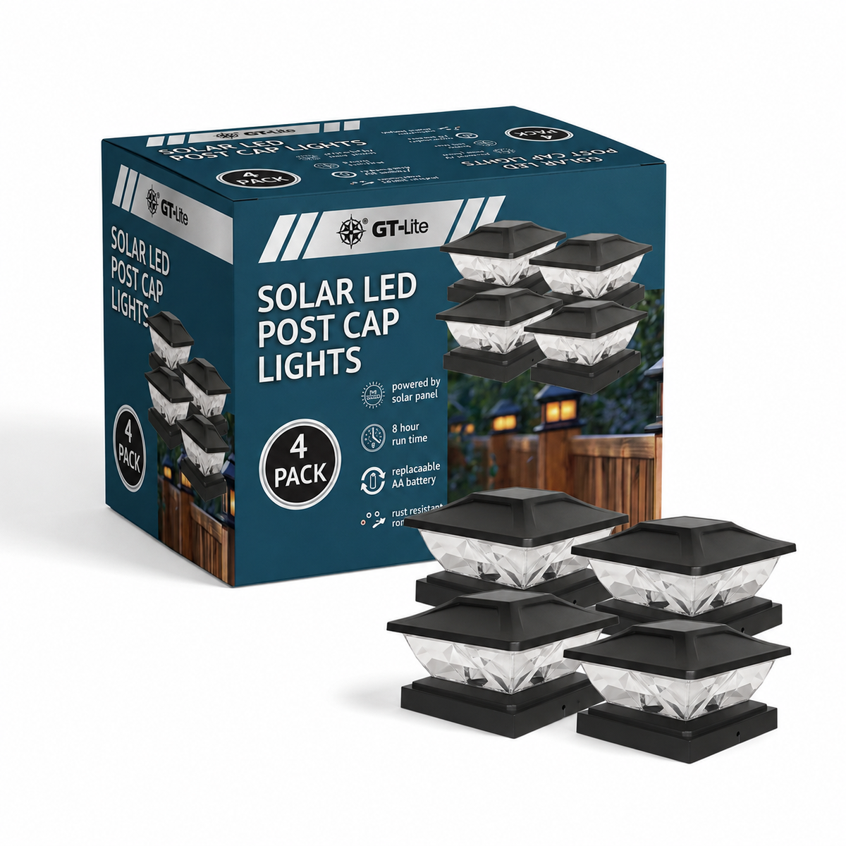Solar-Powered LED Cap Light with Color Changing, 4-Pack