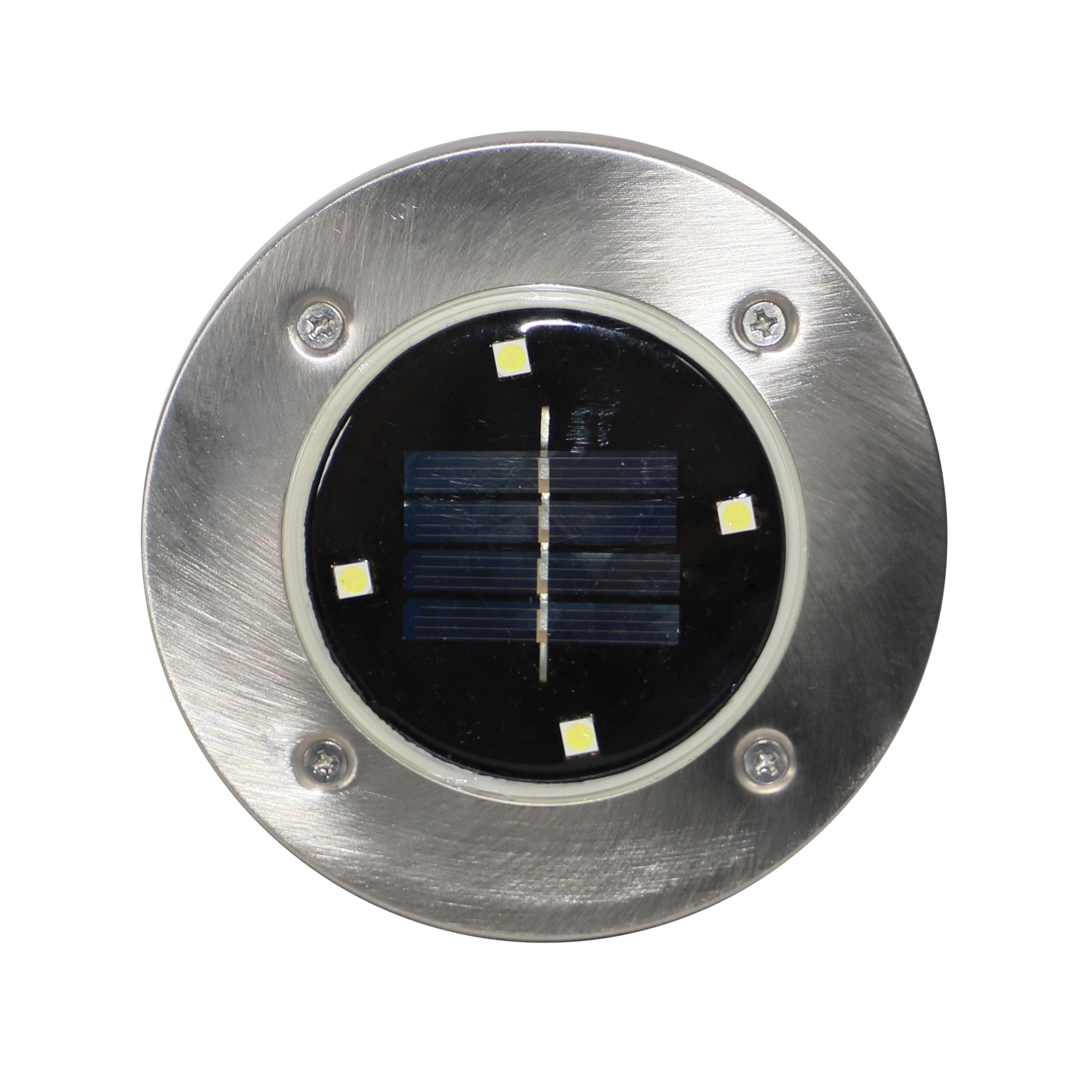 Solar-Powered LED Ground Light, Stainless Steel, 4-Pack