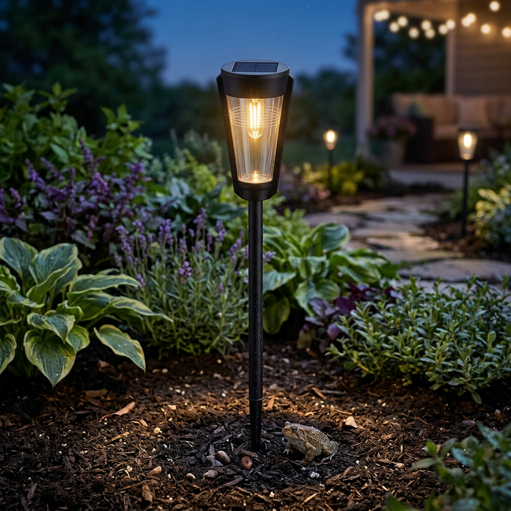 Solar-Powered LED Filament Path Light, Garden Stake Landscape Lamp, 2-Pack
