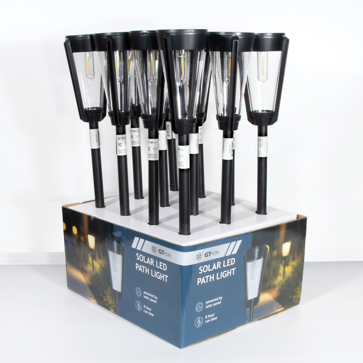 Solar-Powered LED Filament Path Light, Garden Stake Landscape Lamp, 2-Pack