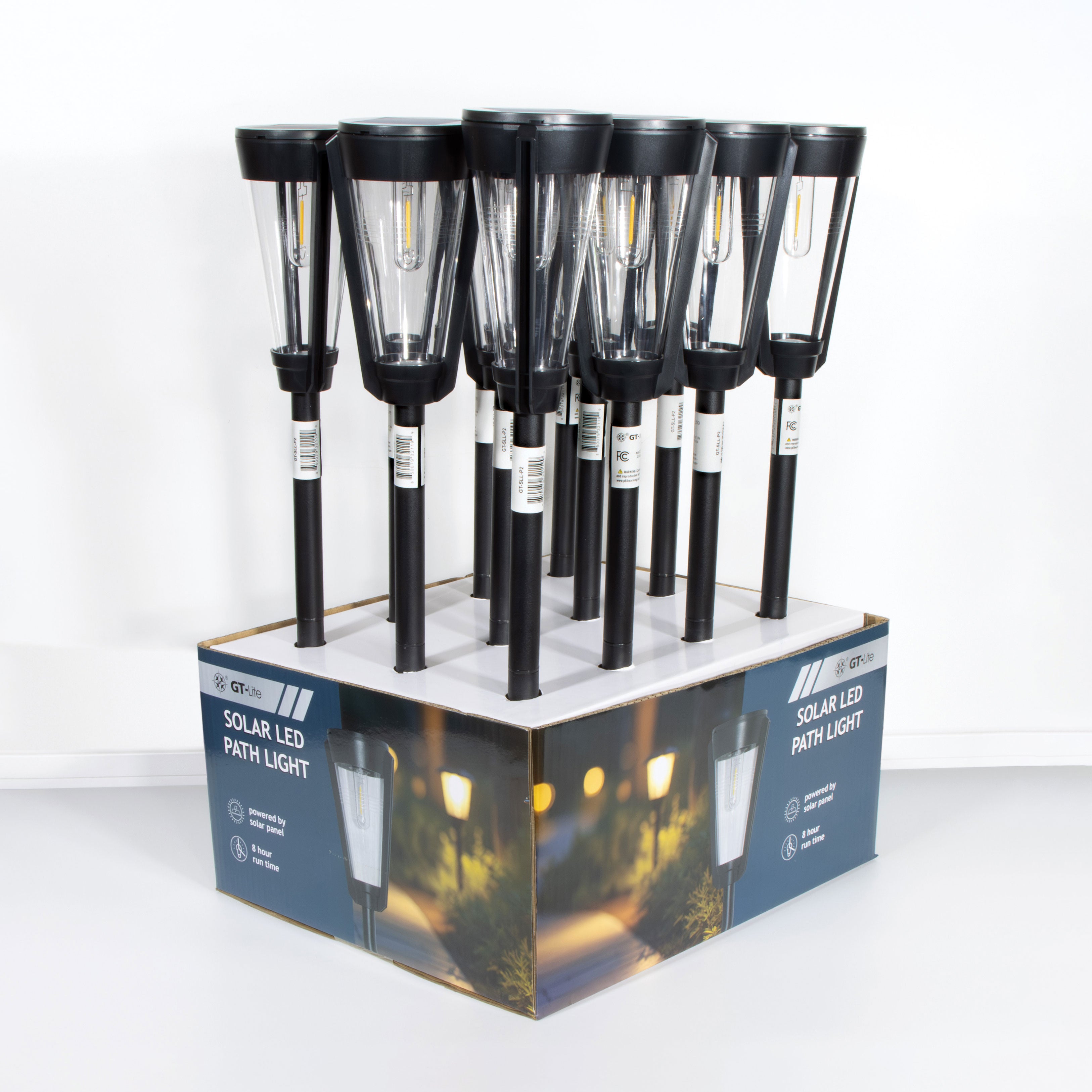 Solar-Powered LED Filament Path Light, Garden Stake Landscape Lamp, 2-Pack