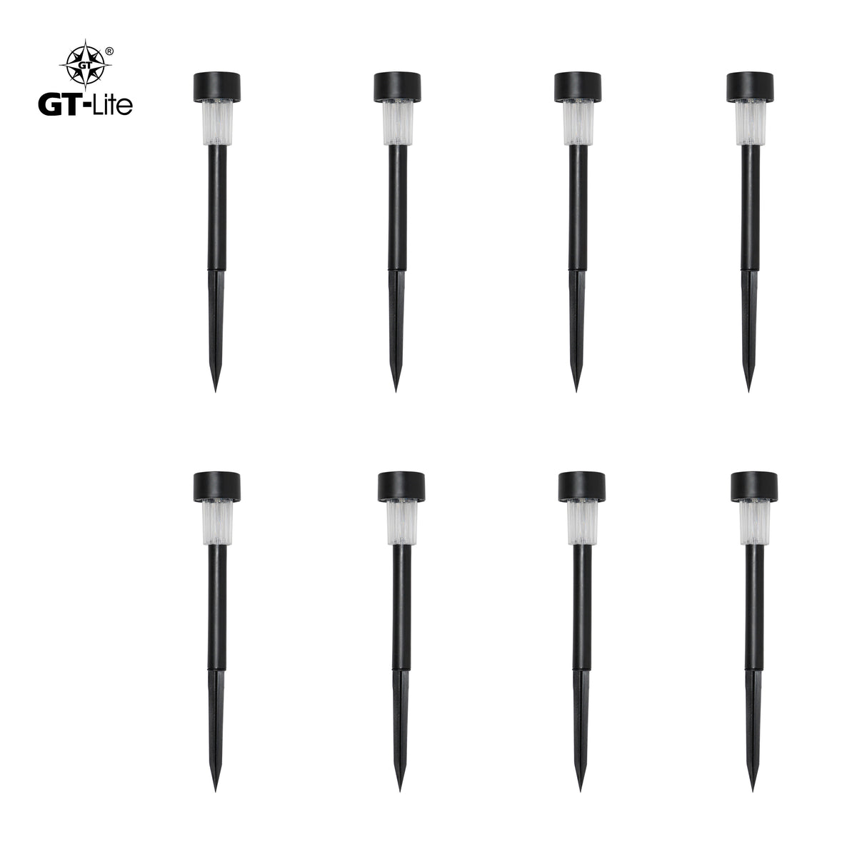 Solar-Powered LED Slim Path Light, Garden Stake Landscape Lamp, 8-Pack