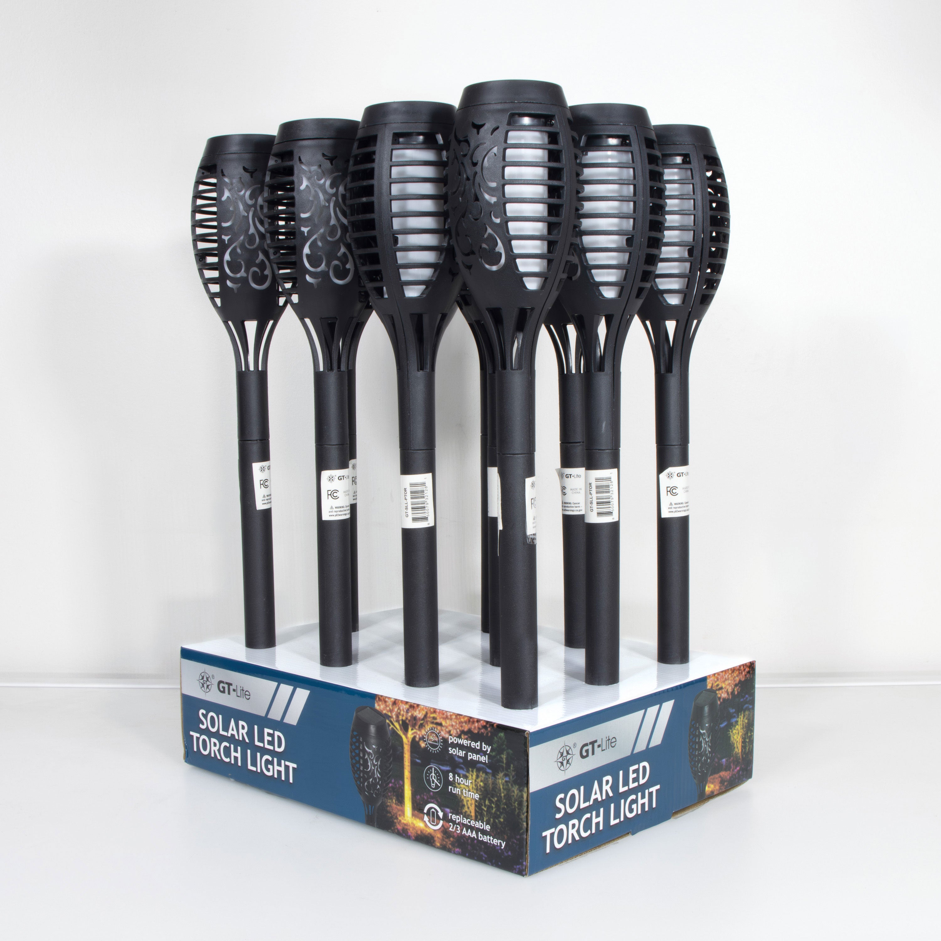 Solar LED Mini Torch Path Light, Garden Stake, 6-Pack