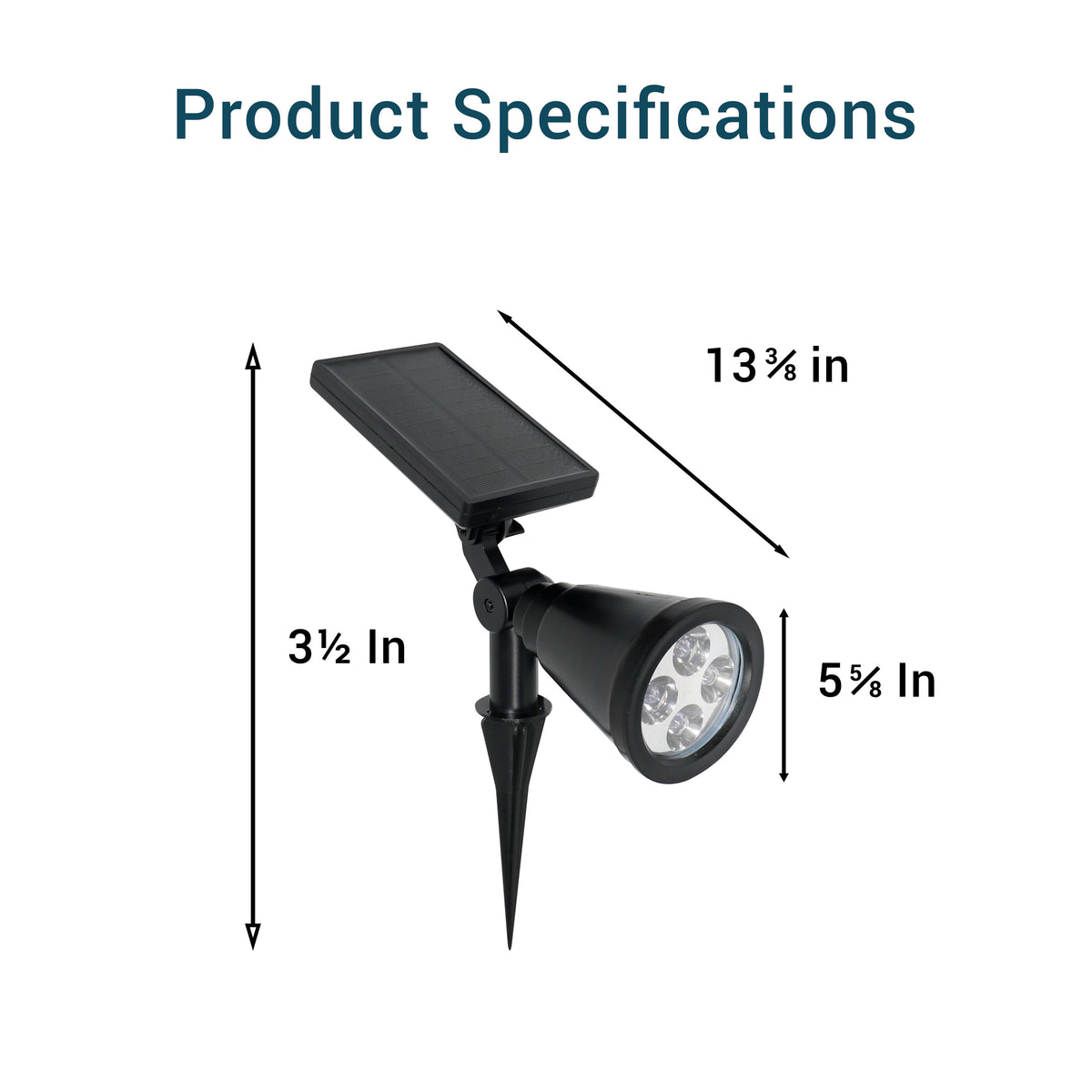 Solar-Powered 5 Lumen LED Spot Light, 2-Pack