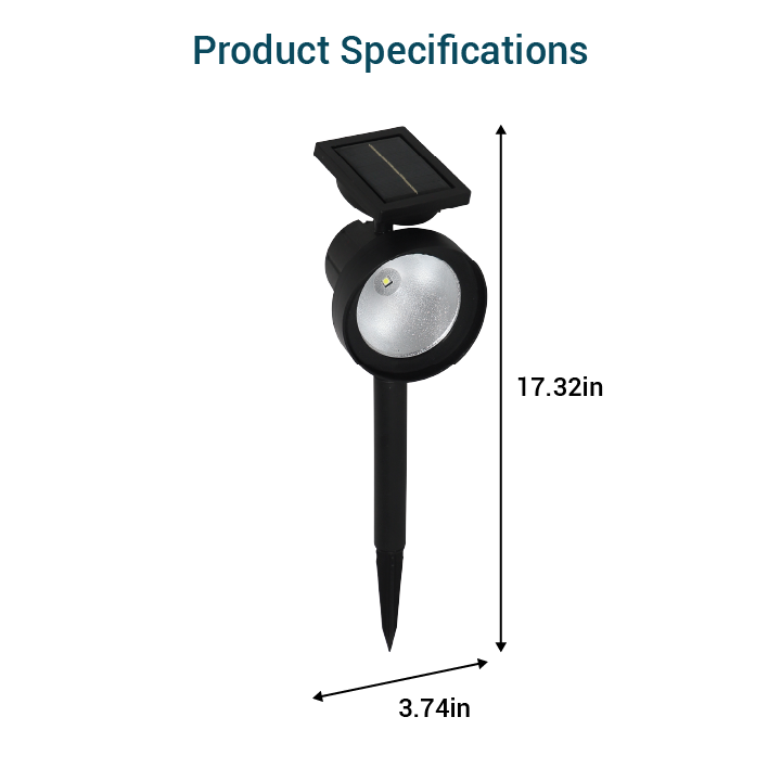 Solar-Powered 20 Lumen LED Spot Light, 2-Pack