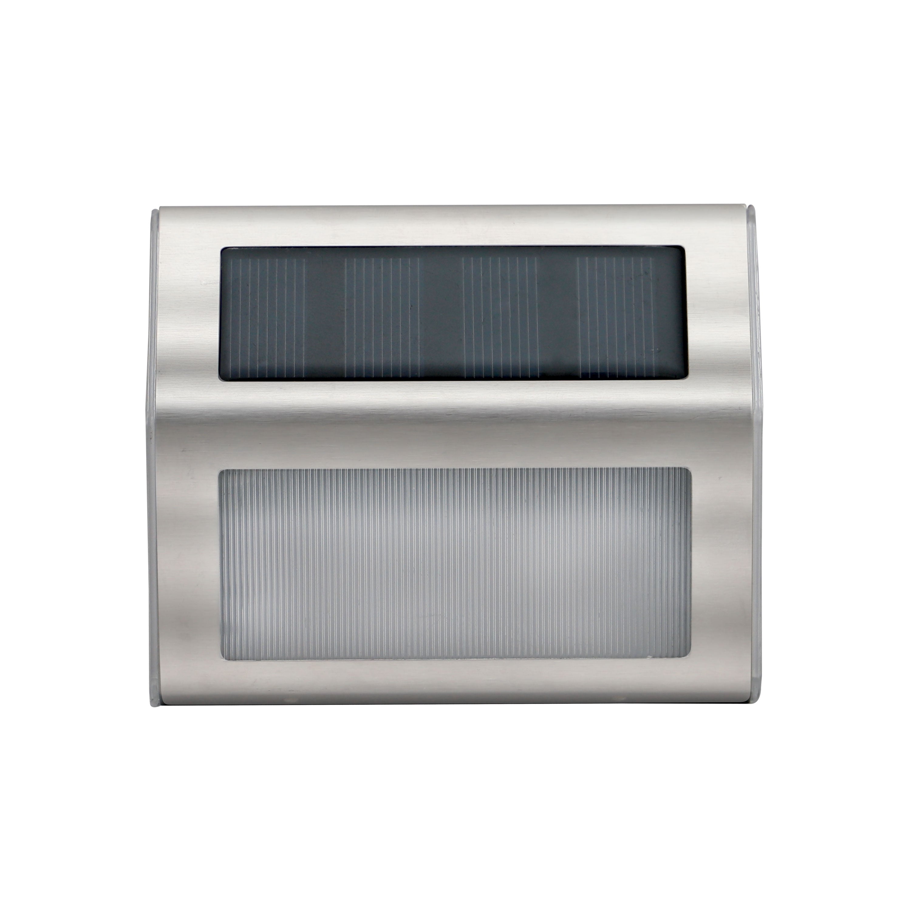 Solar-Powered LED Wedge Step Light Silver, 8-Pack