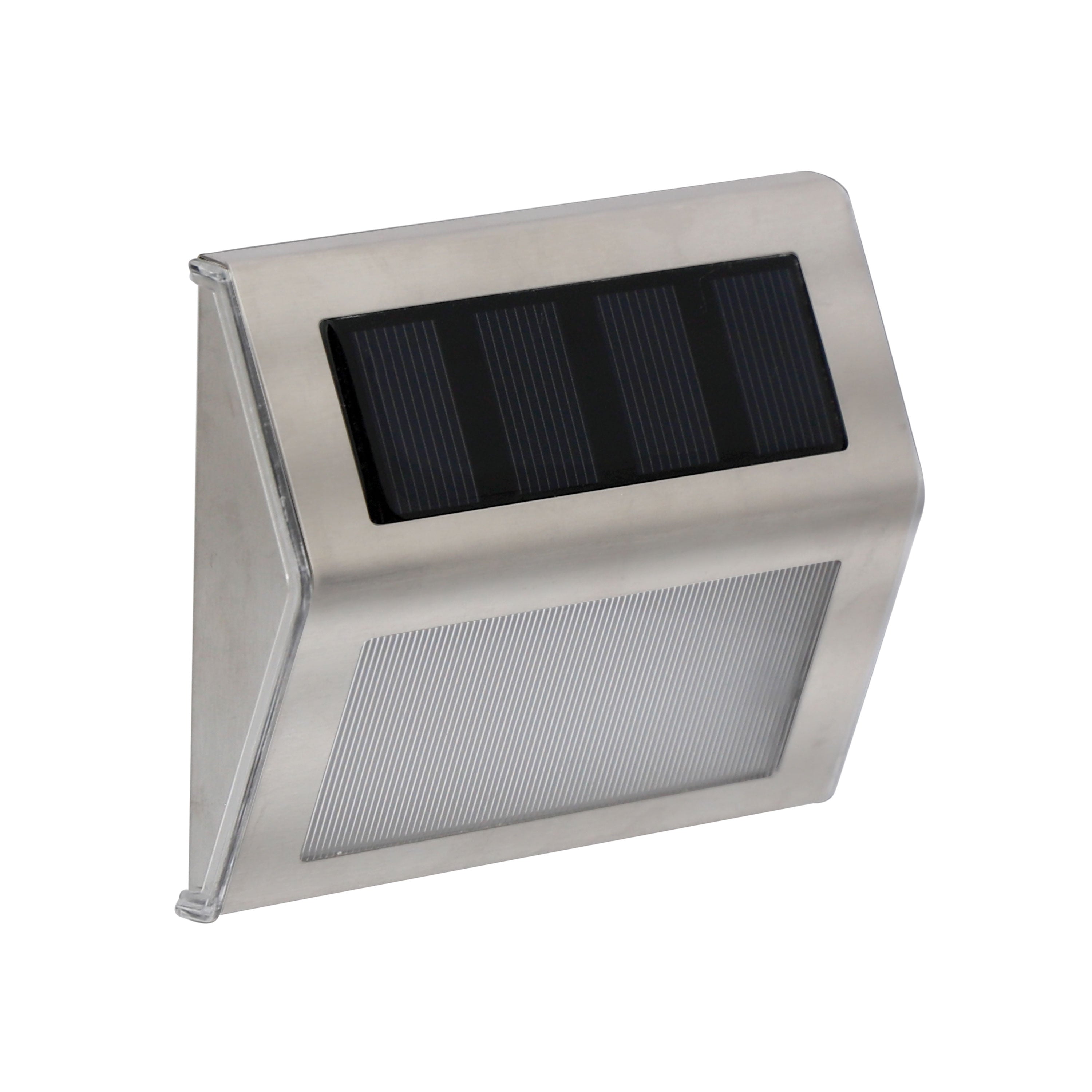 Solar-Powered LED Wedge Step Light Silver, 8-Pack