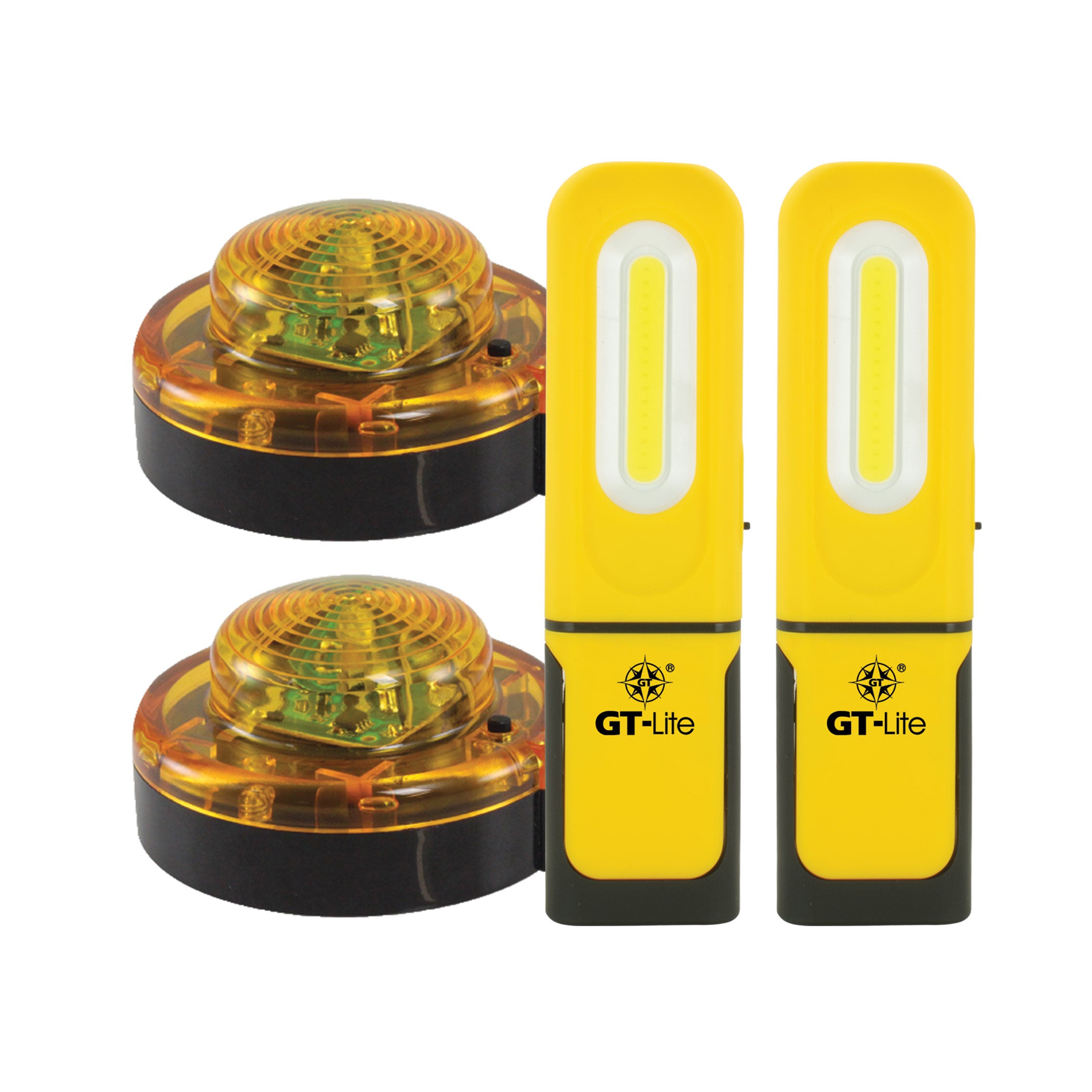 Yellow Emergency Beacon and Flash Light Bundle