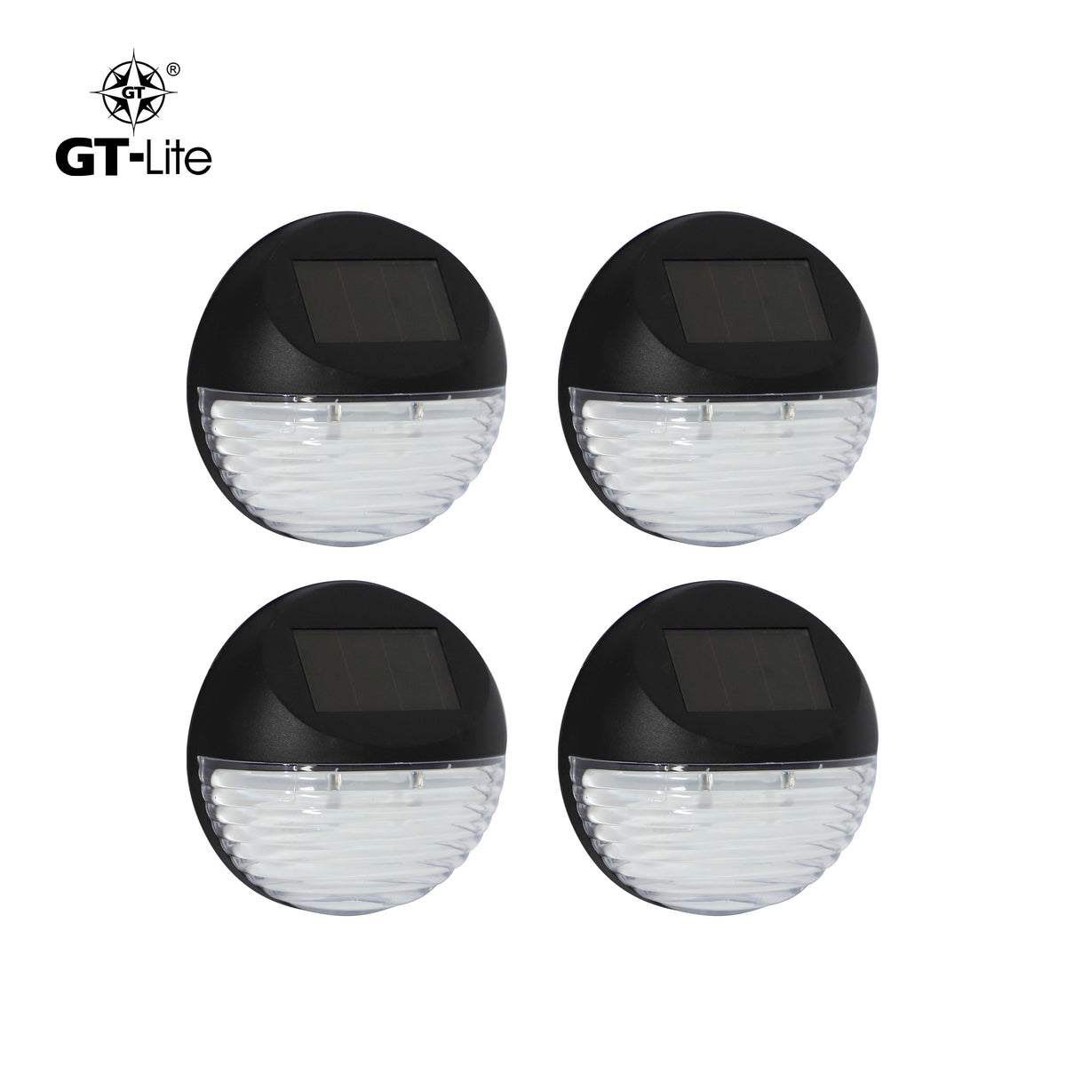 Solar-Powered LED Round Wedge Light, 4-Pack
