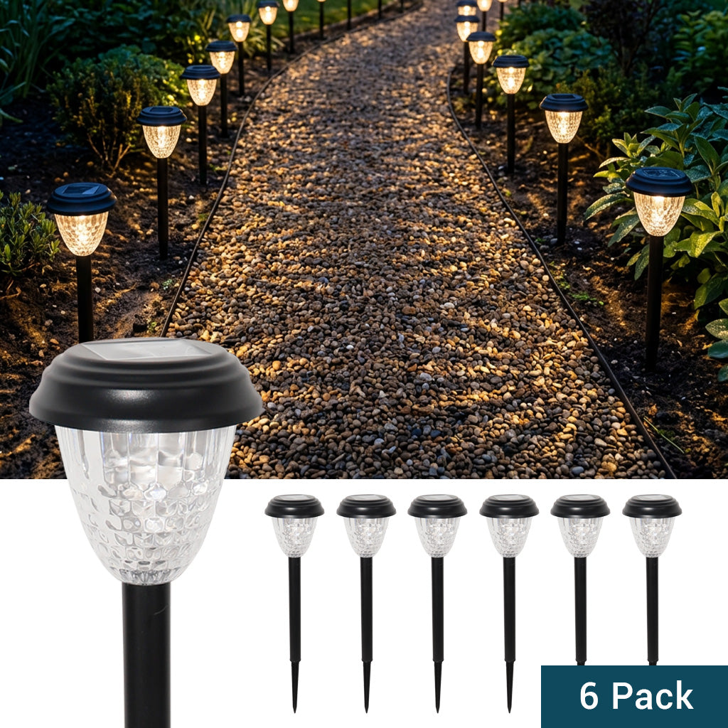 Solar-Powered LED Path Light with Color Changing, Garden Stake, 6-Pack