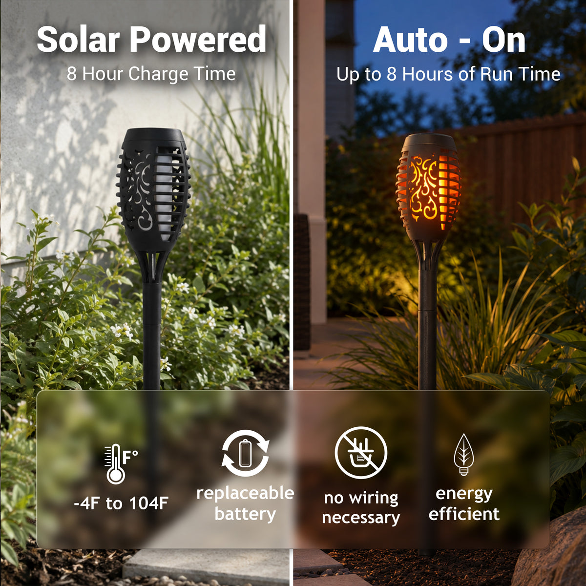 Solar LED Mini Torch Path Light, Garden Stake, 6-Pack