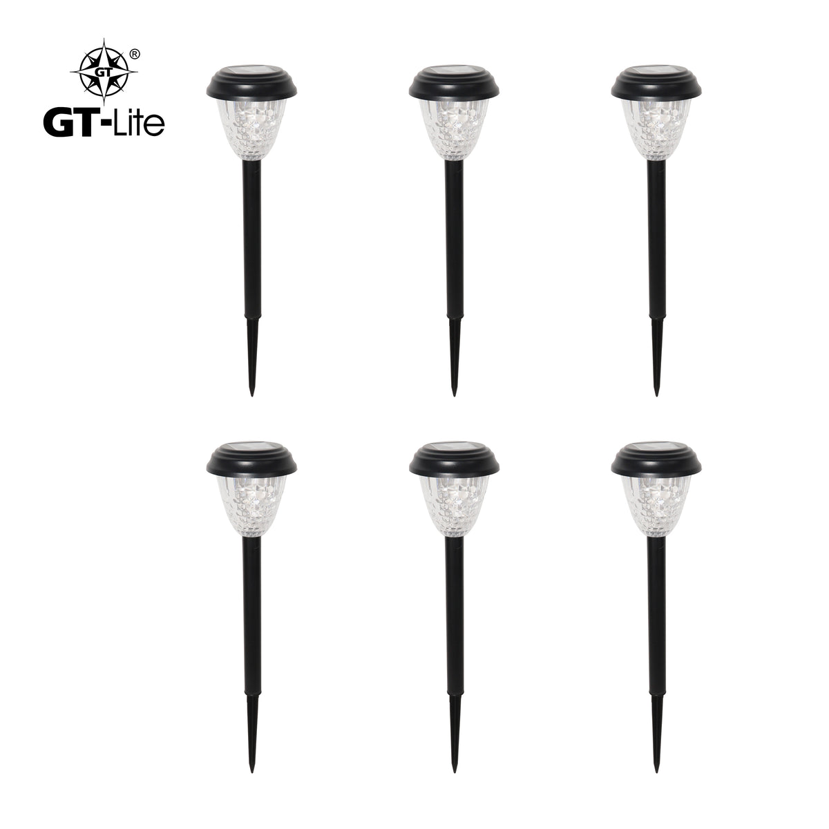 Solar-Powered LED Path Light with Color Changing, Garden Stake, 6-Pack