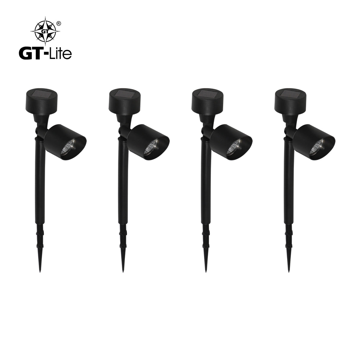Solar-Powered Adjustable Angle LED Spot Light, 4-Pack