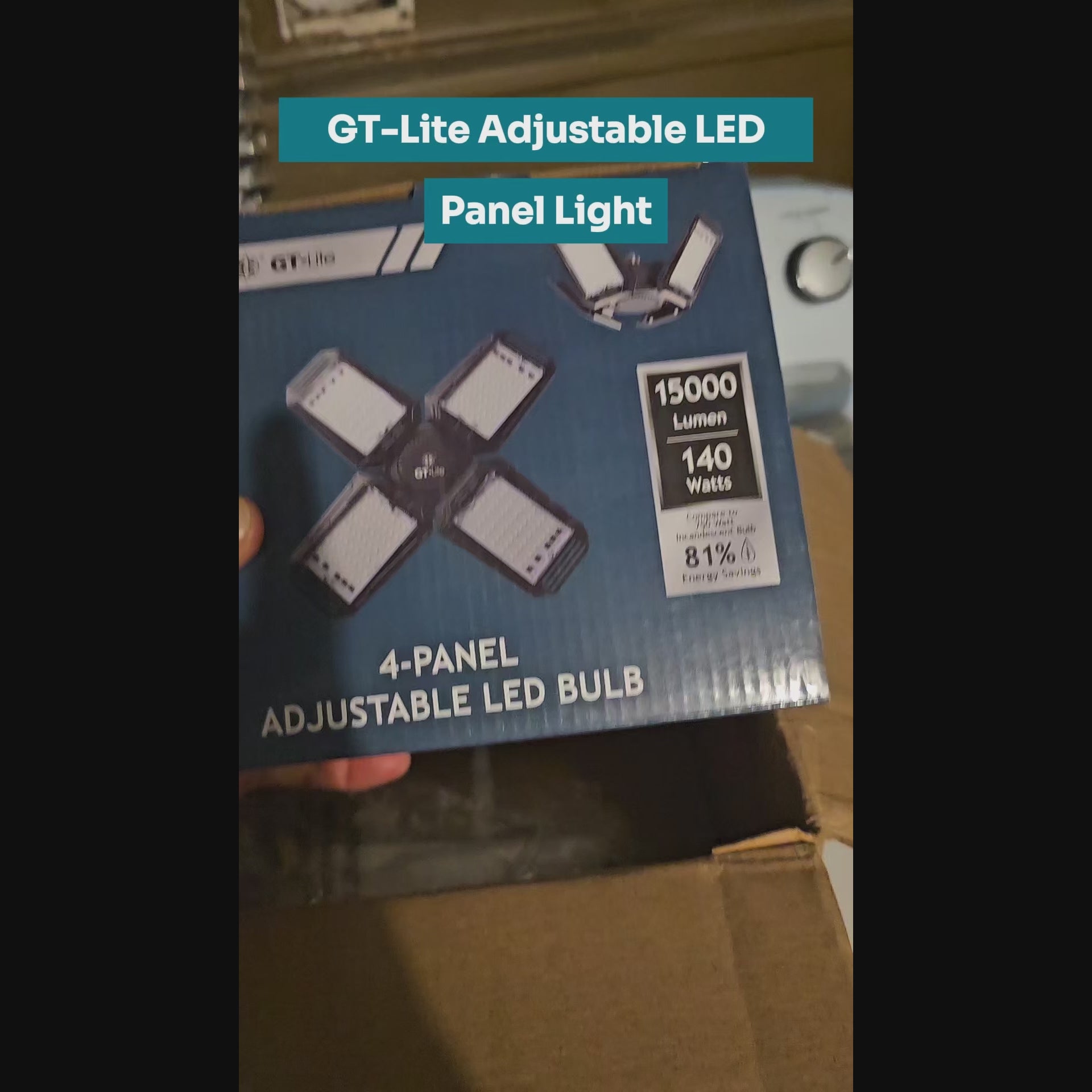 LED Garage Light with Adjustable 4-Panel LED Light Bulb 140W 15000