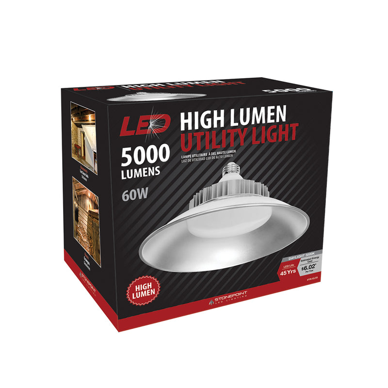 LED Utility Light with Reflector 60W 5000 Lumen 5000K CCT